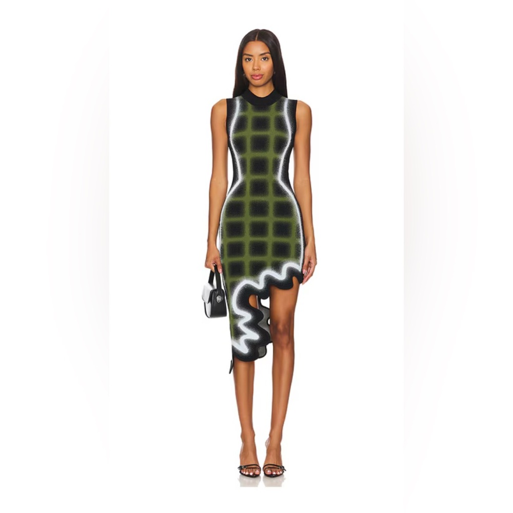 PH5 Mia Wavy Plaid Dress in Green & Black